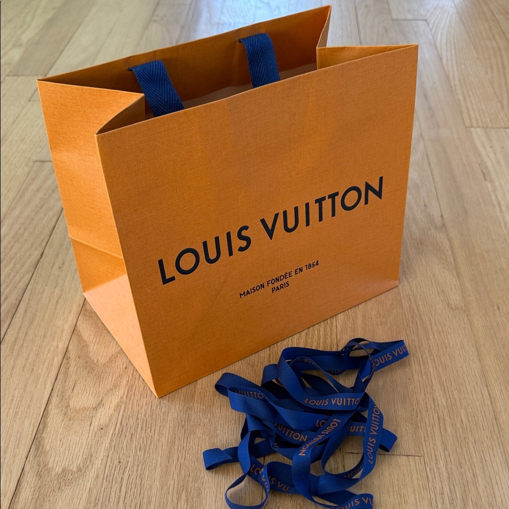 Louis Vuitton Shopping Tote Bag with Blue Ribbon